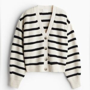 H&M Black and White Striped Cardigan